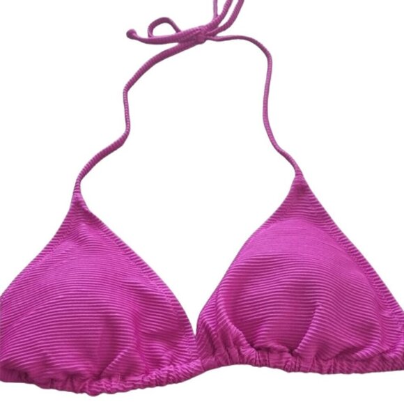 Old Navy hot pink triangle slide string top bikini and full bottom Sz L NWOT - Picture 4 of 7